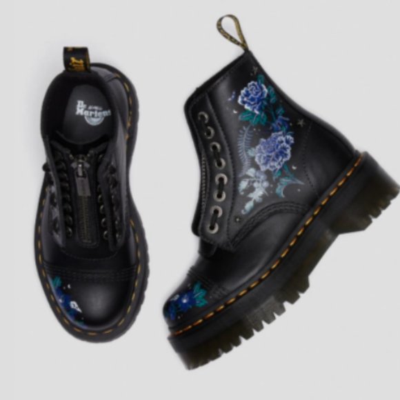 Dr. Martens SINCLAIR MYSTIC FLORAL LEATHER PLATFORM BOOTS MSRP$220 UniqueDetails - Picture 2 of 11
